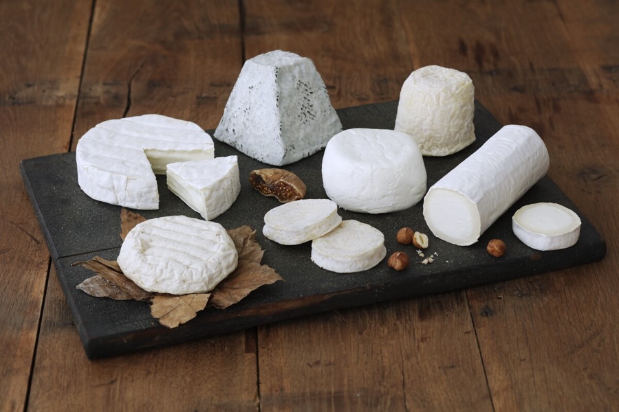 A board of Berryfields goat cheeses